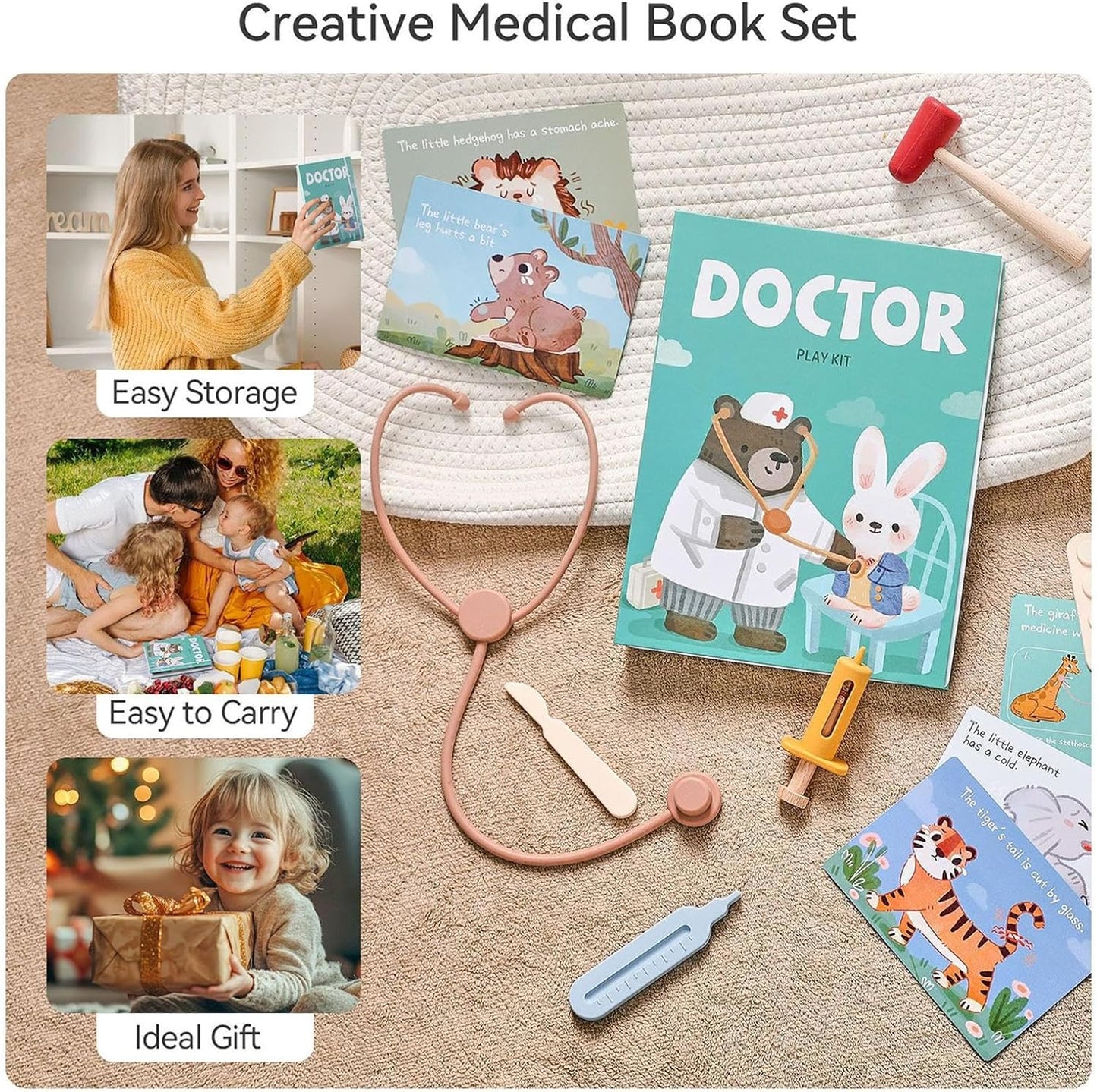Kids Doctor Play Set, Pretend Doctor Kit For , 36-Piece Role Play Equipment, Simulation Stethoscope Toy For Classroom And Educational Fun, 7.36x9.76 Inches