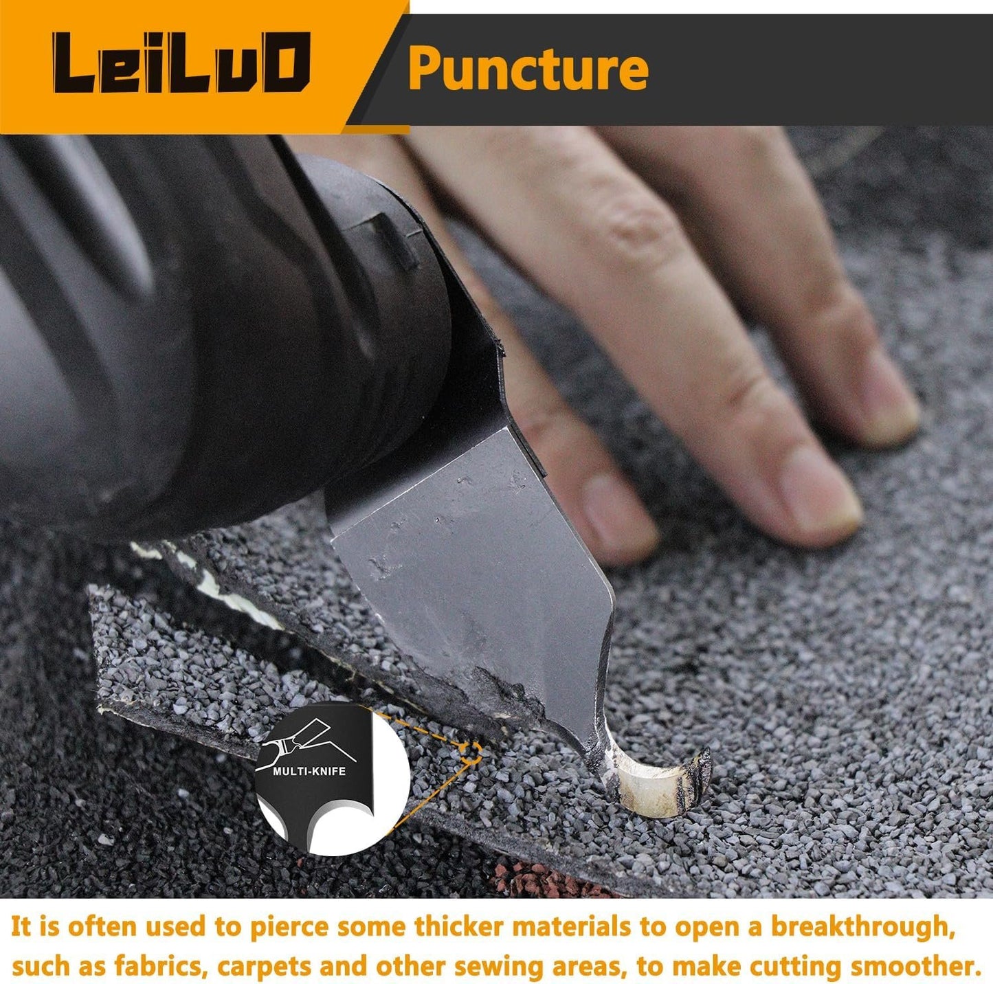 LEILUO 4 Pcs Oscillating Multi Tool Hook Knife Blade for Carpet Roof Shingles Soft Materials Universal Oscillating Tool Accessory with Storage Bag Compatible with DeWalt Dremel Milwaukee and More