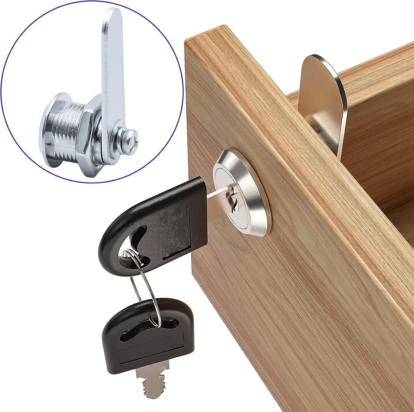 6pcs Cabinet Cam Lock Set, Toolbox Lock Replacement Set Keyed Alike, Letter Box Locks, Drawer Lock Cylinder, Furniture Lock With 2 Keys for DIY