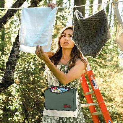 Vinsani Clothes Peg Bag Premium Zipped Waterproof Wearable Peg Storage Organiser Bag with Double Clips, Shoulder/Waist Strap Holds up to 300 Pegs Suitable for Indoor Outdoor Use â€“ Grey