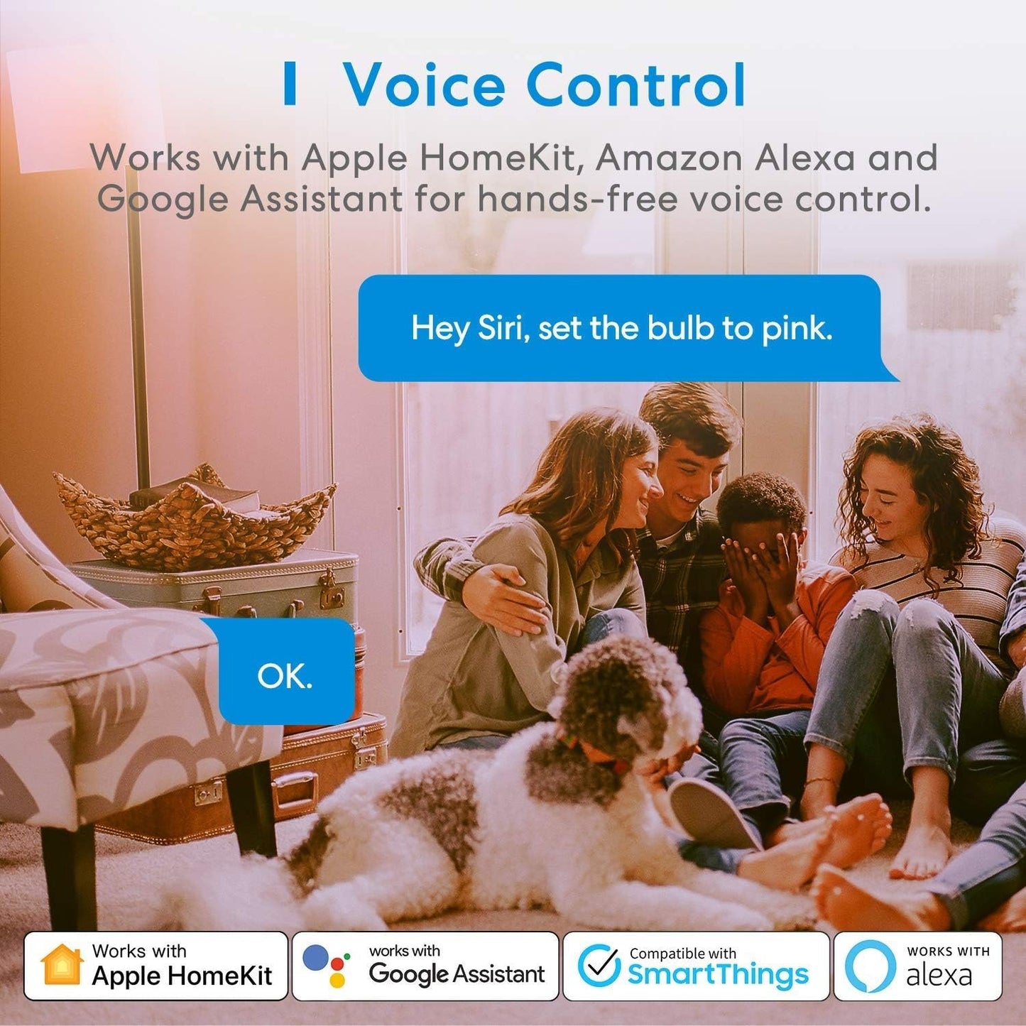 meross Smart Bulb Light Bulb B22 Compatible with HomeKit Siri, Alexa, Google Home, Voice Control Dimmable Multicolor LED Light Bulb Equivalent 60W 2 Pack