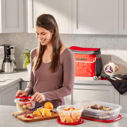 Rubbermaid TakeAlongs Food Storage Containers, 52 Piece Plastic Container Set, Dishwasher and Microwave Safe Meal Prep, Snack, and Lunch Container, BPA Free, Ruby Red