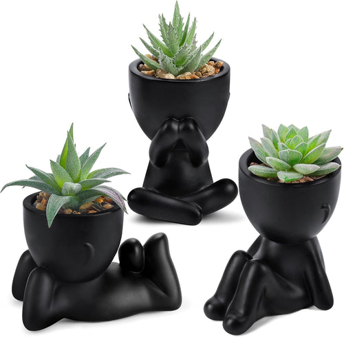 Der Rose 3pcs Fake Plants Cute Succulents Artificial Plants for Black Bathroom Bedroom Home Aesthetic Room Office Desk Accessories Decor Indoor