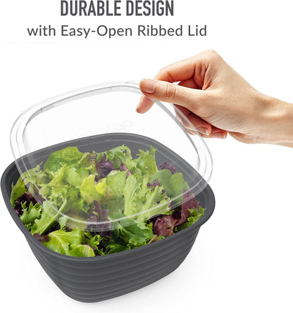 Bentgo Prep - 1-Compartment Bowls with Custom Fit Lids - Reusable, Microwaveable, Durable BPA-Free, Freezer and Dishwasher Safe Meal Prep Food Storage Containers - 10 Bowls & 10 Lids (Graphite)