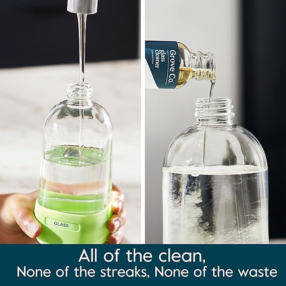 Grove Co. Glass Cleaner, Refill Concentrate (6 x 1 Fl Oz) Streak Free, Plant-based Household Cleaning Supplies, No Plastic Waste, Orange & Rosemary Fragrance, 3 x 2 Pack Refills