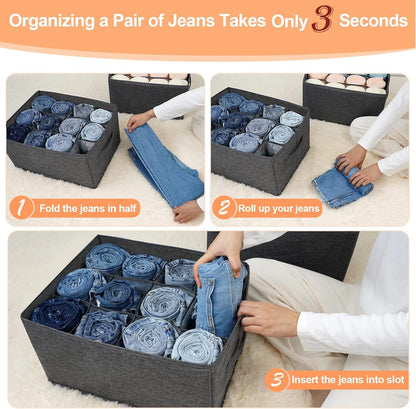 EASEVE Closet Organizers and Storage Bins for Clothes - 12 Cell Drawers Organizer Grid Storage Box for Jeans Pants Sweater Towel T-shirts, Wardrobe Shelf Dividers Closets Organization (1 Pcs)