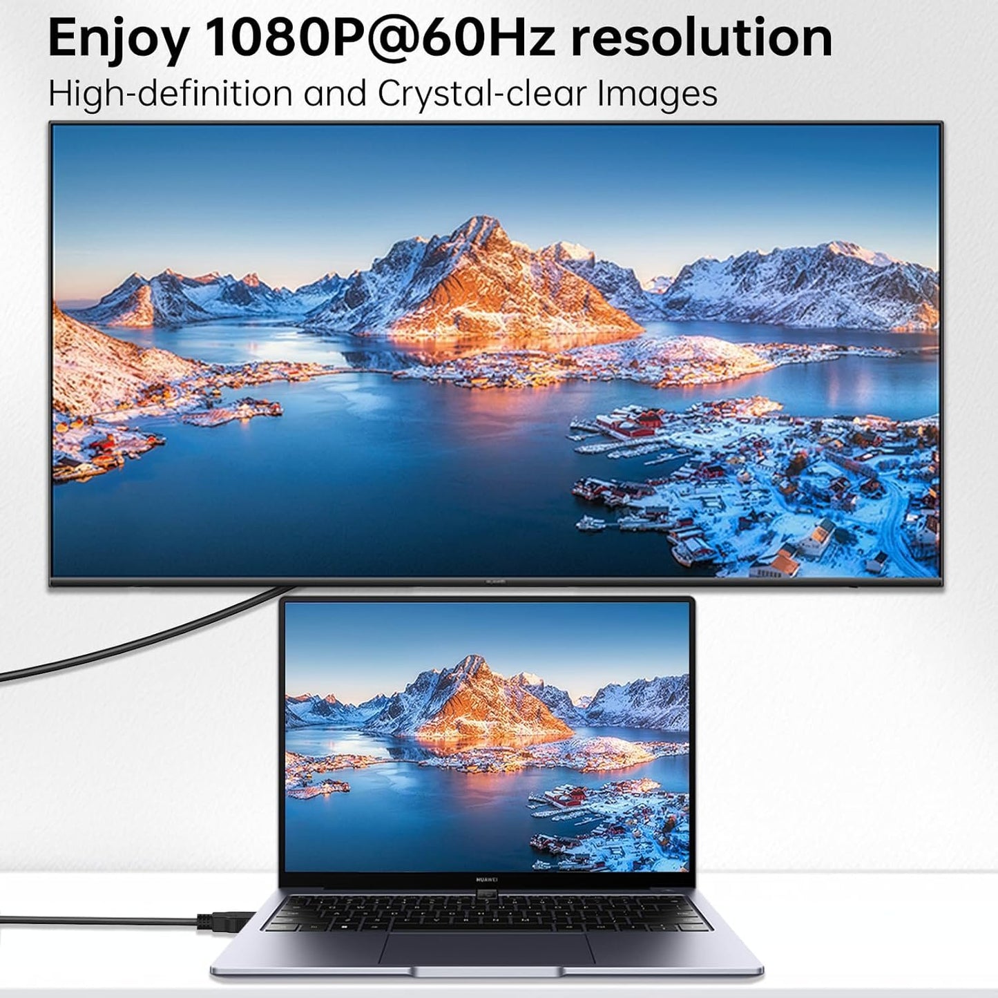 Unidirection HDMI to VGA Cable 1.8M, 1080P 60Hz Non-bidirectional HDMI to VGA Adapter, HDMI Output to VGA Input Converter Cord Male to Male for Computer, Desktop, Laptop, PC, Monitor, Projector, HDTV