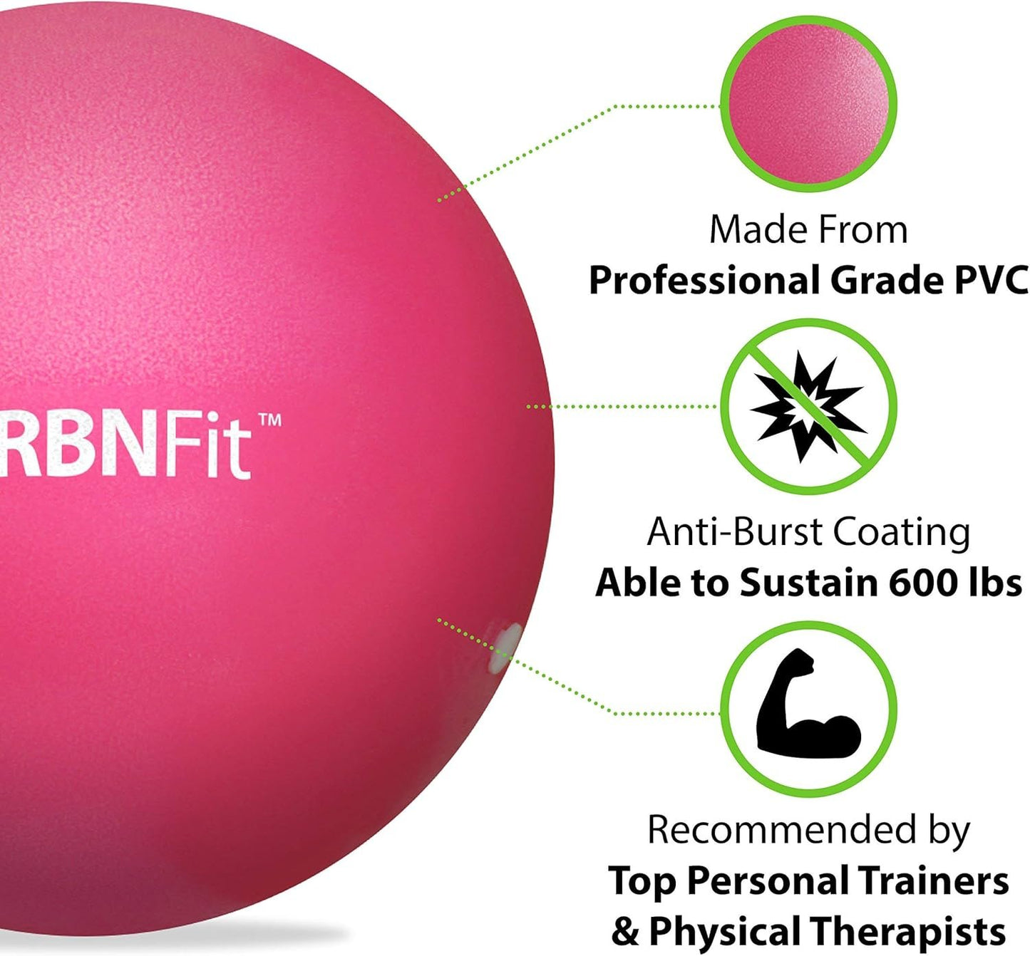 URBNFit Mini Pilates Ball - Small Exercise Ball for Yoga, Pilates, Barre, Physical Therapy, Stretching and Core Fitness - Bender Ball Includes Workout Guide