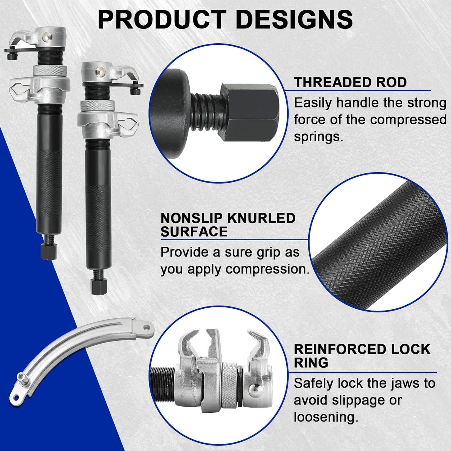 DASBET Coil Spring Compressor Tool | Automotive 2 pcs Heavy Duty Macpherson Strut Spring Compressor Set with Safety Bracket for Car Truck ATV UTV 2200 LB Capacity