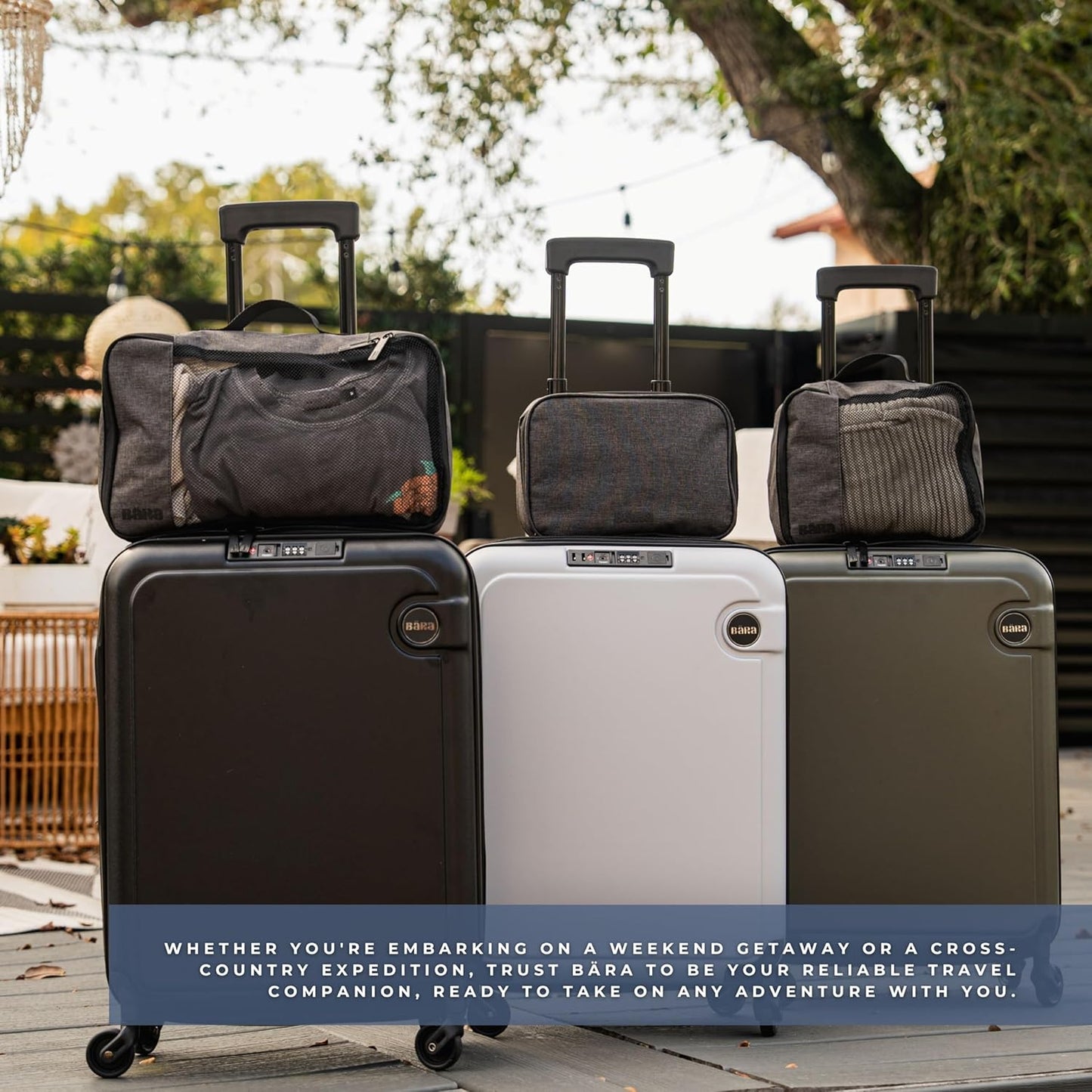 BÄRA Travel Accessories - Set of 2 Space Saving Packing Cubes for Carry On Suitcase Luggage Organization - Medium and Small Packing Organizers with a Mesh Top for Lightweight Travel Organization, Grey