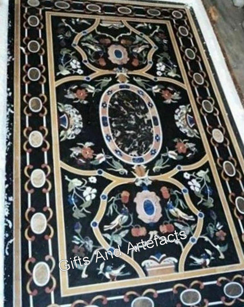 Tavolo da soggiorno in marmo nero I Unique Art Dining Table Top I Riunione Tavolo Top per Ufficio I Piano Tavolo Fatto a Mano 91,4 x 182,9 cm