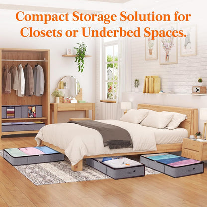 Lifewit 6 Pack Clothes Storage Bags (90L×2+65L×2+60L×2) for Comforters, Blankets, Foldable Closet Organizers and Underbed Storage Containers with Reinforced Handle, Sturdy Zipper, Clear Window, Gray