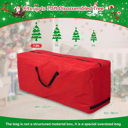 UponPak Christmas Tree Storage Bag | Fits Up to 7.5 ft. Tall Disassembled Tree | Prime Xmas Tree Storage Container | Red