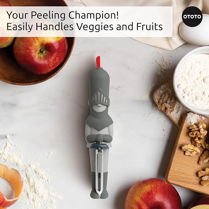 NEW OTOTO Sir Peels A-Lot Medieval Knight Vegetable Peeler - Swivel Vegetable Peelers for Potatoes, Fruits, Cute Gadgets, Gifts, Potato, Veggie, Fruit Peeler, Cute Kitchen Accessories