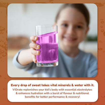 Vidrate Electrolyte Powder for Kids - Apple & Blackcurrant Flavoured Vitamin Water with Natural Ingredients & Zero Sugar - Hydration Drink for School & Sports - 20 Pack Minis Electrolyte Sachets