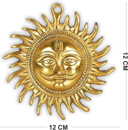 Home Genie "Brass Surya Wall Hanging | Sun God Wall Decor for Home & Office | Positive Energy & Vastu Correction