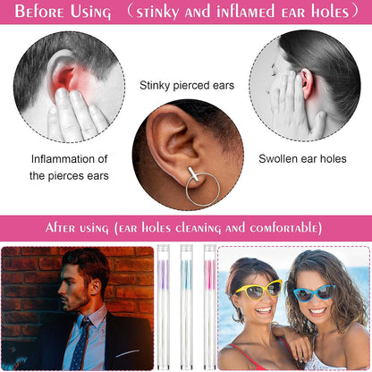 Maitys 360 Pieces Ear Hole Floss Piercing Cleaner Floss Disposable Piercing Aftercare Cleaning Line Ear Hole Care Cleaning Tool for Women Men(Blue, Rose Red, Purple)