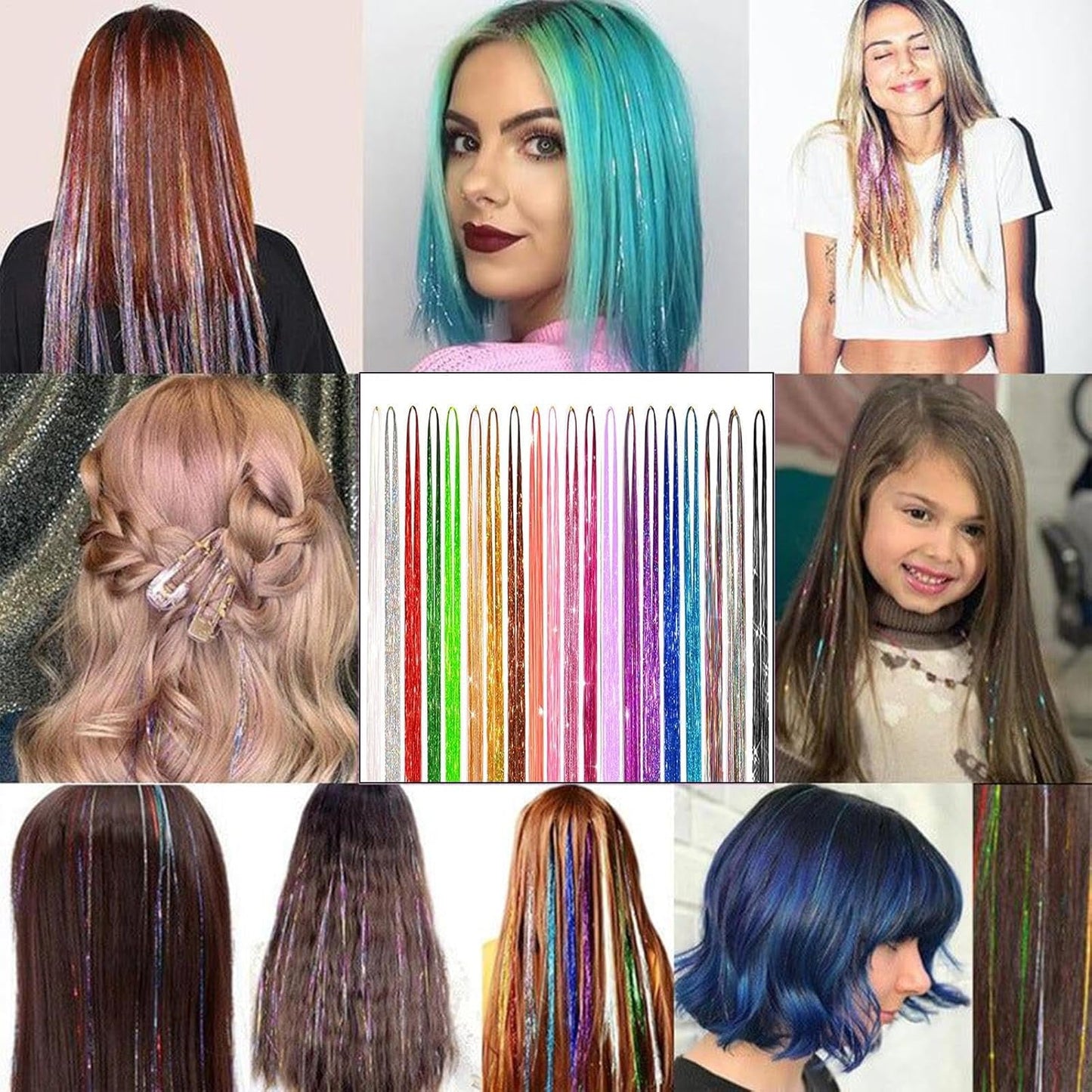 Kit Fili Luminosi Per Capelli | Set Capelli Fatati Con Filo Luccicante | Accessori Glitter Termoresistenti Per Cosplay Completi Di Attrezzi Per Natale Capodanno Matrimoni Feste A Tema Compleanni