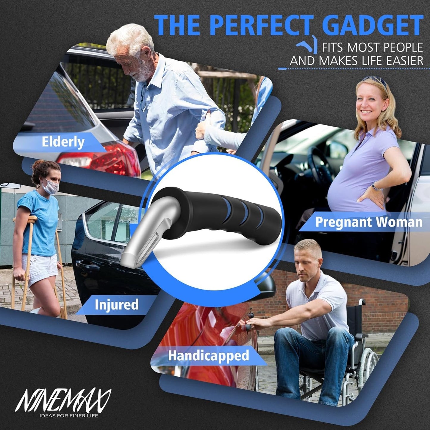 NINEMAX 2pcs Car Handle Assist for Elderly Car Door Handle - Portable Vehicle Support Handle - Auto Car Transfer Handle for Handicap Grab Bar