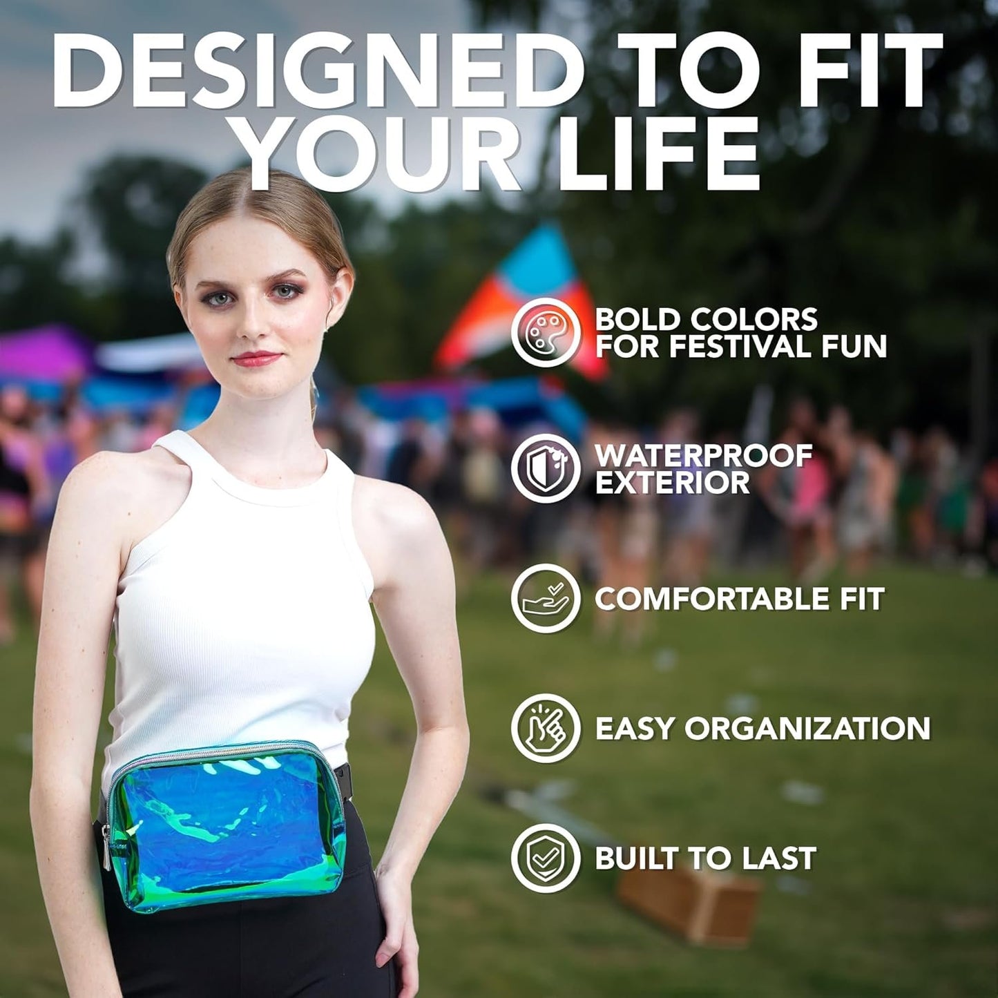 Sojourner Holographic Rave Fanny Pack - Packs for Festival Women, Men | Cute Fashion Waist Bag Belt Bags