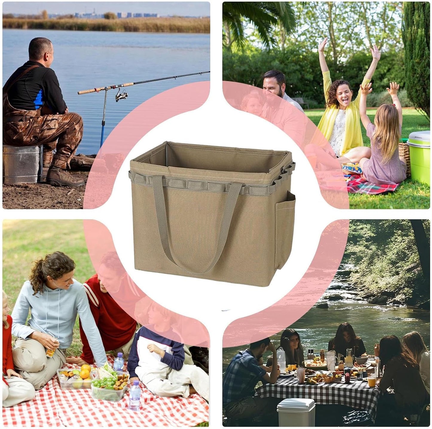 Camping Duffle Bag, Travel Gear Organizer, Impermeabile Tote Bag with Massive Storage Capacity and Foldable Design for Closet, Camping, Oro Outdoor Adventures, 1 pezzo, cachi, Se référer au descriptif