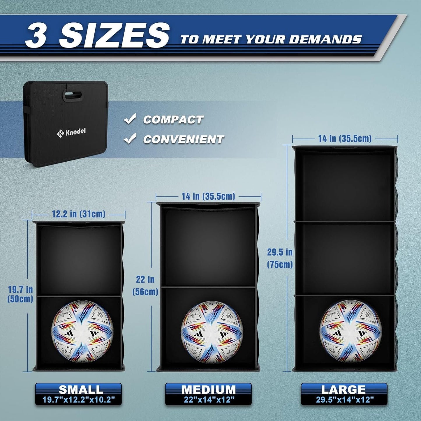 K KNODEL Car Boot Organiser, Foldable Car Boot Storage, Automotive Consoles & Organisers, Car Boot Storage Organiser with Reinforced Handles (Medium, Black)