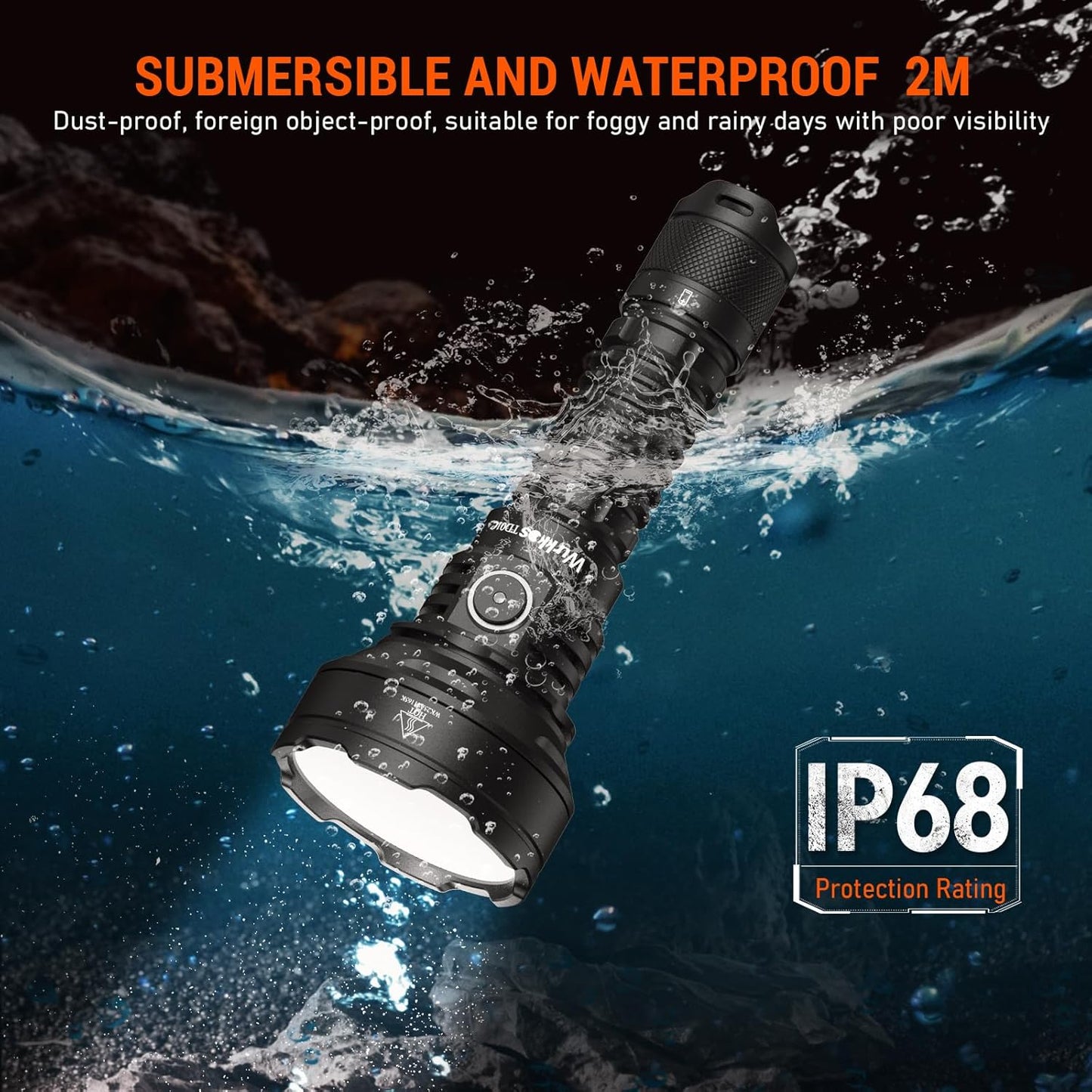 Wurkkos LED Tactical Flashlight Rechargeable - TD01C Tactical Flashlight High Lumens SFT40 LED Super Bright 1800LM with Buck Regulated Driver IP68 1000M Longest Range USB C