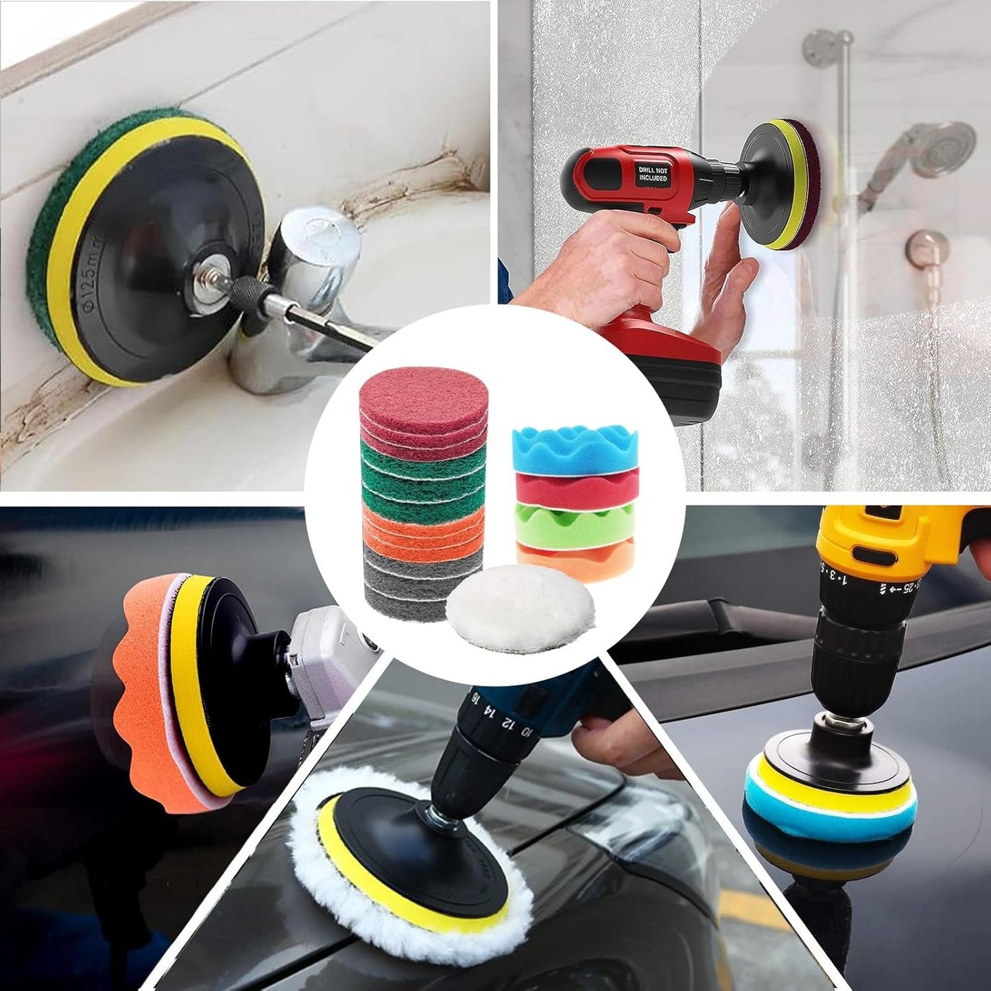 32 Pack Drill Brush Attachments for Cleaning, Crevice Cleaning Brush for Home, Bathroom, Car, Kitchen, Tight Corners, Stubborn Stains, Efficient Grime Removal, Ideal for Hard-to-Reach Areas