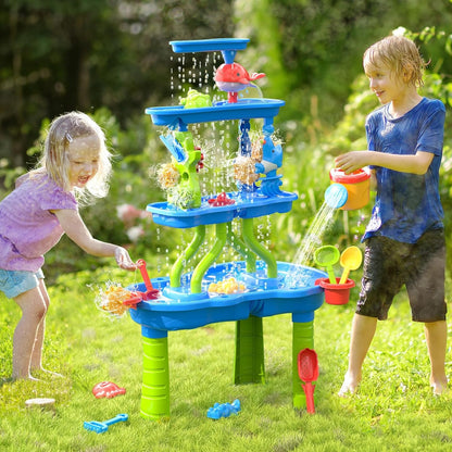 Skirfy 4-Tier Water Table for Kids Toddlers 3-5 4-8,Outdoor Summer Sand and Water Play Water Activity Tables Beach Toys for Outside Backyard