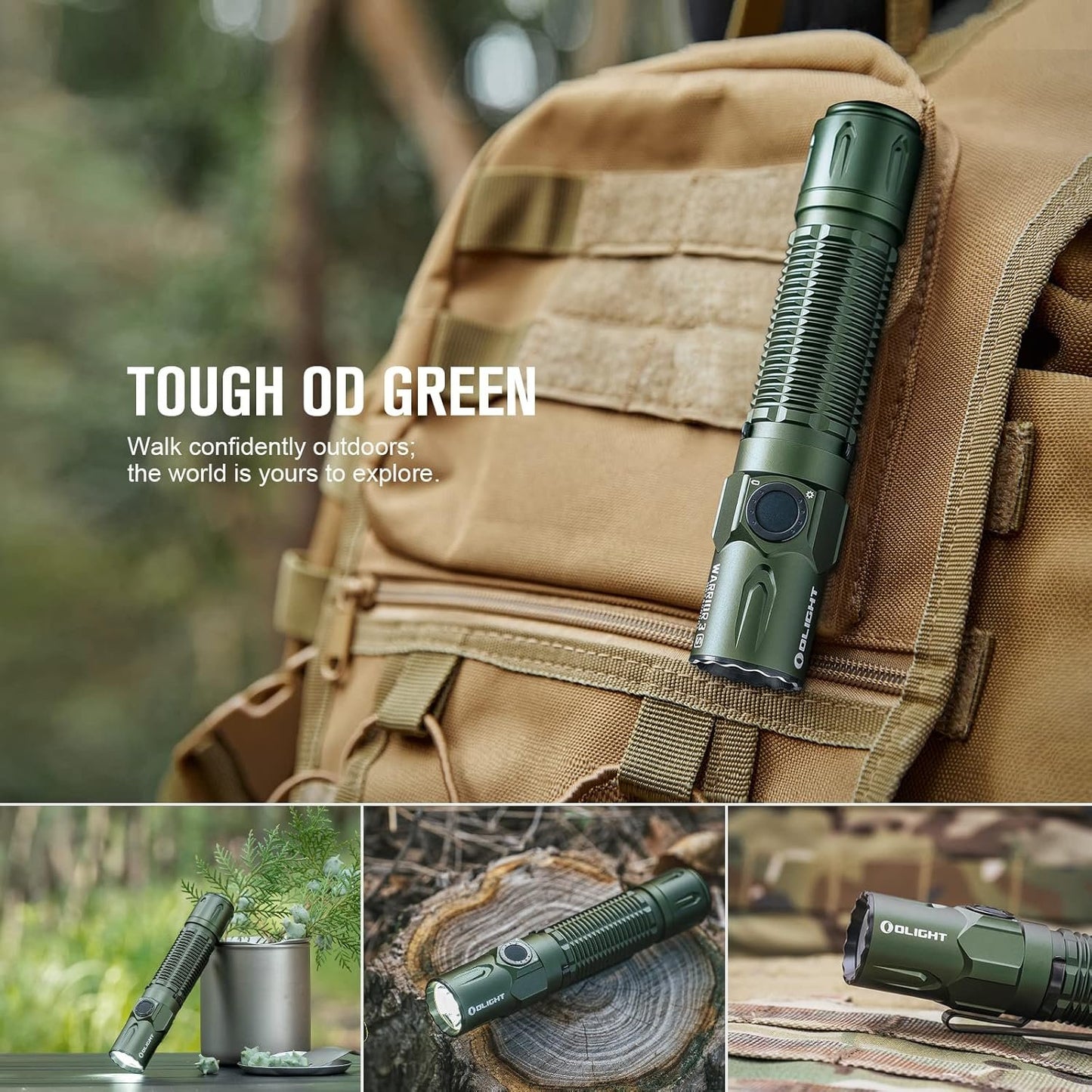 OLIGHT Warrior 3S Tactical Rechargeable Flashlight, 2300 Lumens Bright LED Flashlights with 6 Output Settings, Ideal for Hiking, Rescue, Law Enforcement (OD Green)