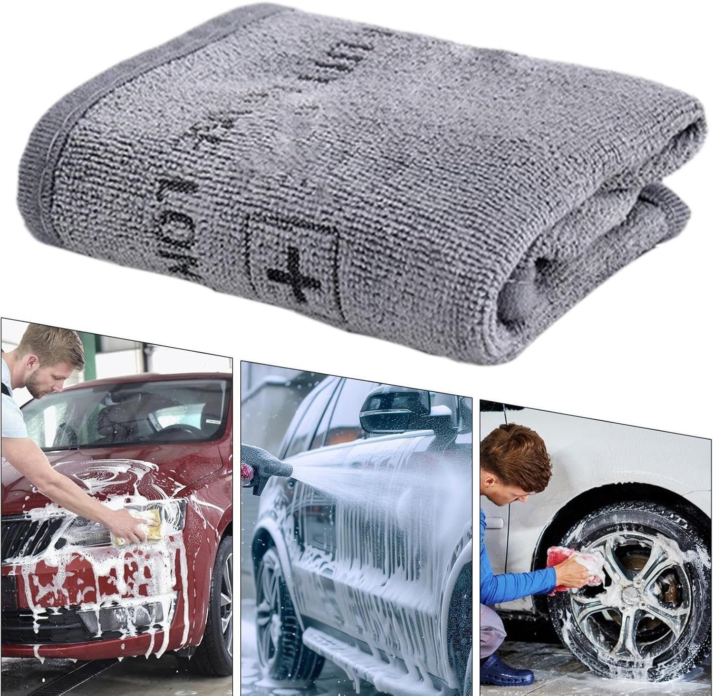 Car Wash Towels, Detailing Cleaning Cloths Set of 6, Ultra Absorbent Reusable Microfiber Wipes, Quick Dry Washcloths for Glass, Dishes, Home, Bathroom, Garage Use, Multicolor