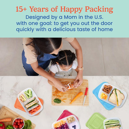 EasyLunchboxesÂ® - Original Stackable Lunch Boxes - Reusable 3-Compartment Food Containers for Kids and Adults - Bento Lunch Box for Meal Prep, School, & Work - BPA Free, Set of 10 (Classic)