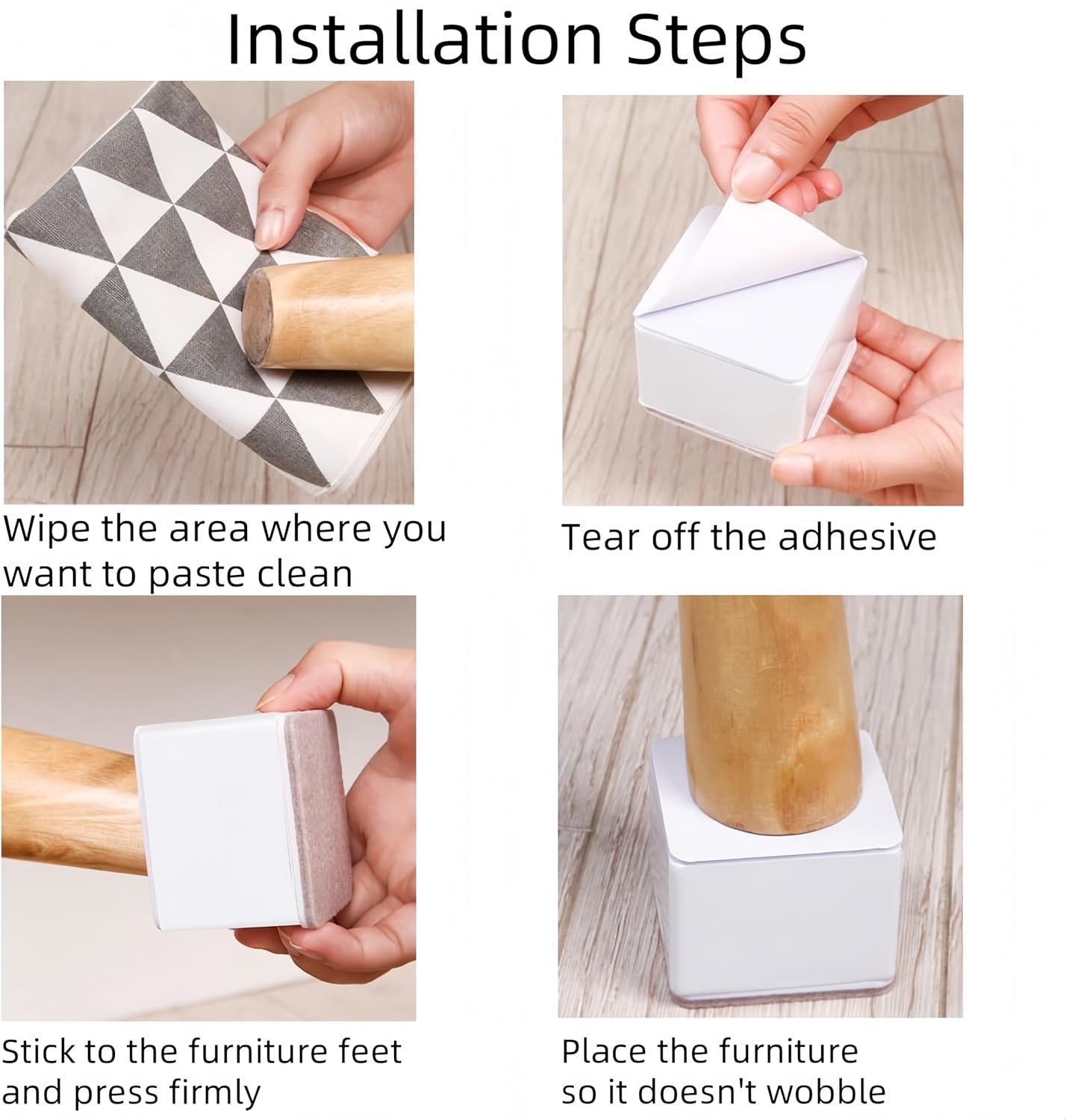 HJYDGJ 8 Pcs Self Adhesive Furniture Raised Bed Riser Rubber Feet Vibration Shock Absorber Bed Height Adjustable Furniture Riser