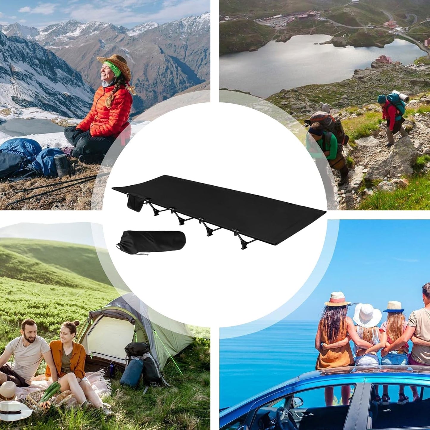 Generico Camping Cot, Portable Bed, Weight-Bearing Travel Cot for Hiking, Hunting Trips, RV Beach Outings, Guest Sleeping, Oxford Outdoor Rest Bed, Compact Foldable Gear, 192 x 650 mm