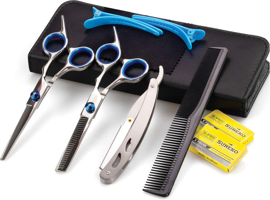 Afzonos Professional Hairdressing Scissors, Hair Thinning Scissors, Professional Hairdressing Kit, Hair Comb, Hair Scissors, Double Hair Tips
