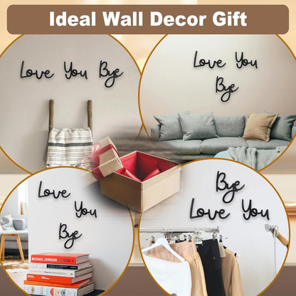 Love You Bye Black Wall Decor, Hanging Wood Home Wall Decor, Family Wall Decor with Letters, Entryway Wall Art, Farmhouse Gather Wall Decor for Hallway Living Room (Black)