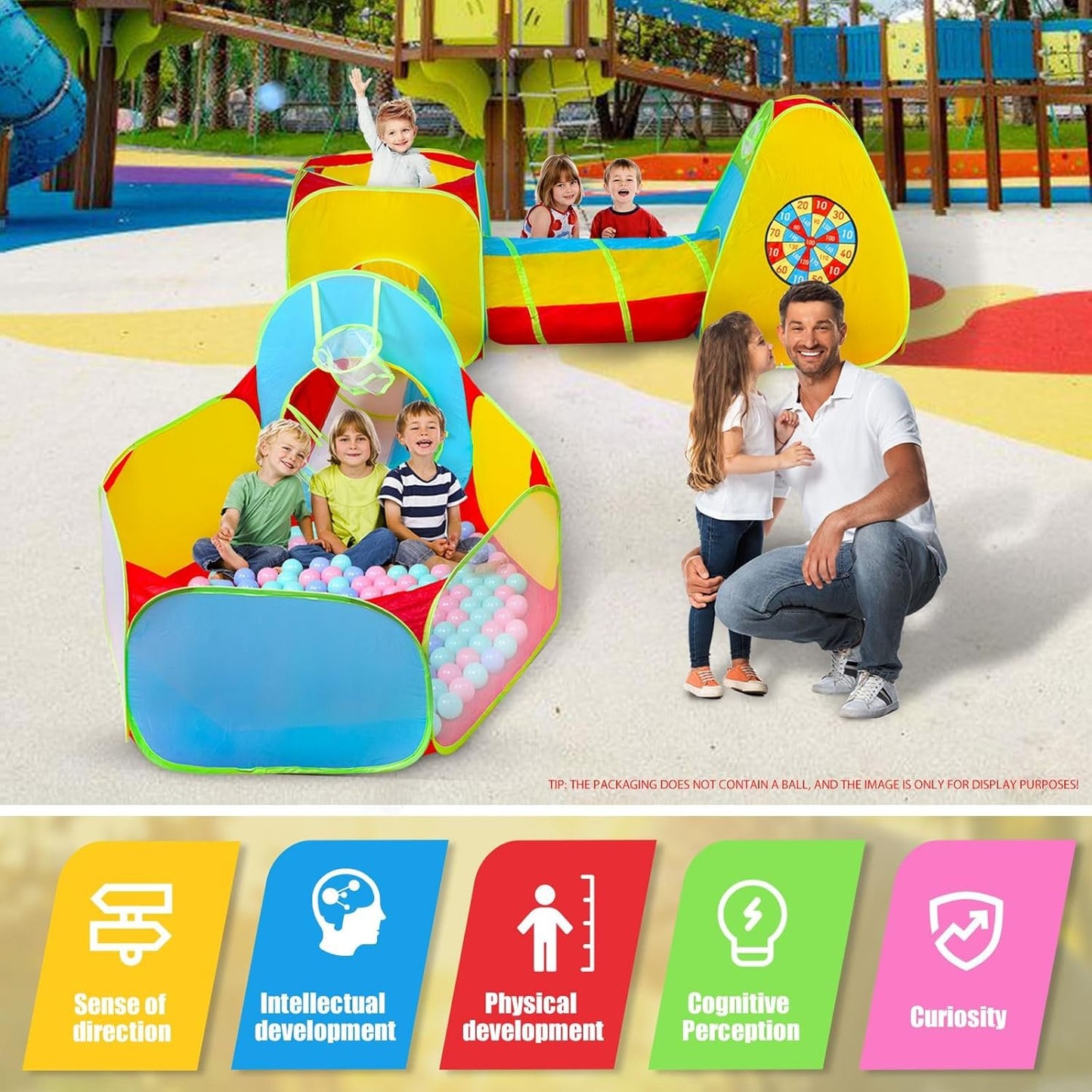 5Pack Kids Play Tent,Foldable Pop Up Tents with Carry Bag, Outdoor Playhouse with Crawling Toys & Play Tent (5 Pack Play Tent)