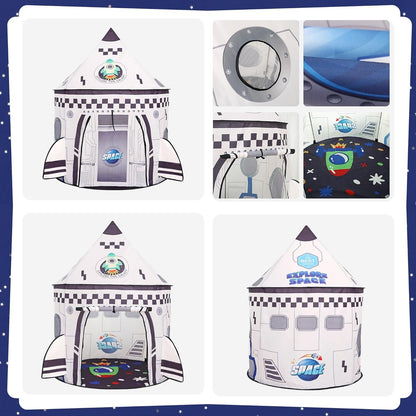 Rockets Kids Play Tent for Indoor Outdoor Astronauts Spaceship Play Tent Kids Large Playhouse Pop Up Tent Rocket Planets Space Kids Play Tent for Boys & Girls Birthday Gift