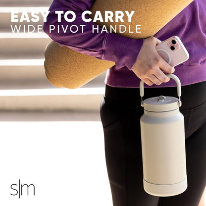 Simple Modern Trek Pivot | Half Gallon Water Bottle Jug with Handle & Boot | Interchangeable Straw & Chug Lids | Large Insulated Stainless Steel | Sports Camping Outdoors | 64oz, Sea Glass Sage