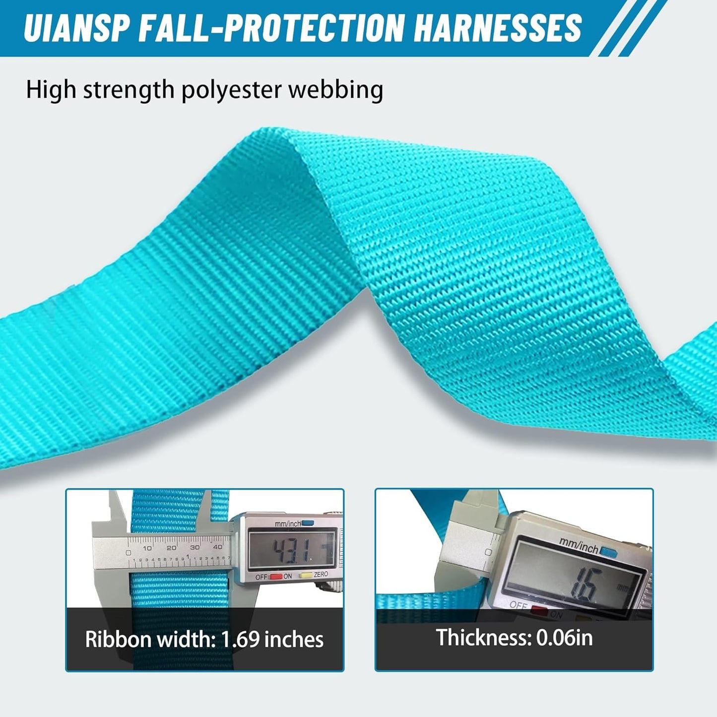 UIANSP Safety Harness Fall Protection Kit:safety harness fall protection harness roofing harness Blue black Safety harness Shock Absorbing Lanyard - Updated Comfortable Waist Pad Roofing Harness