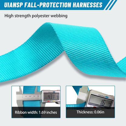 UIANSP Safety Harness Fall Protection Kit:safety harness fall protection harness roofing harness Blue black Safety harness Shock Absorbing Lanyard - Updated Comfortable Waist Pad Roofing Harness