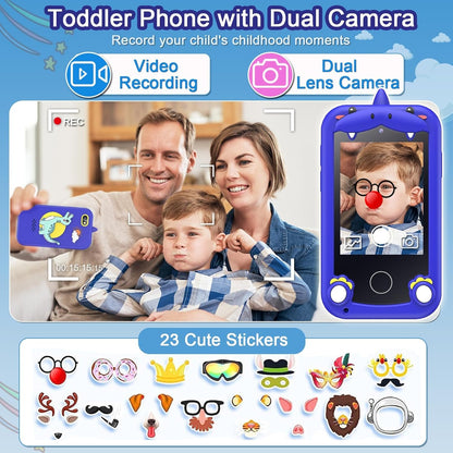 Kids Phone for Boys, Toys for 3-10 Year Old Boys Girls Christmas Birthday Gifts for Kids, Touchscreen Toddler Smartphone Learning Toys, Kids Toys Play Cell Phones with Camera, Games, Music, 8GB Card