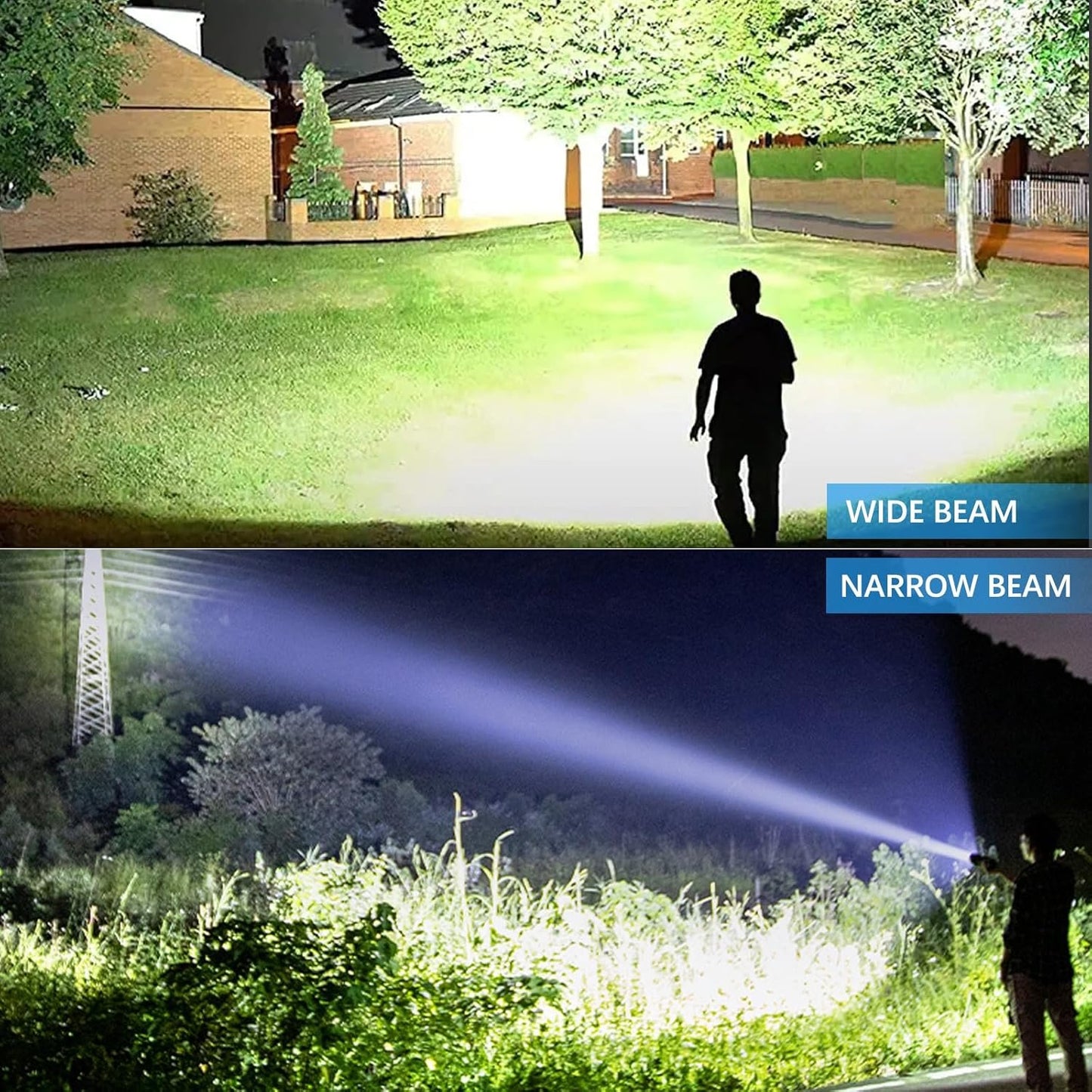 2 Pcs Rechargeable Flashlight, Super Bright Led Flashlight with Irradiation Distance of 3600Ft, 5 Modes, Waterproof IP6 Tactical Flashlight, Suitable for Camping, Climbing, Walking Dogs