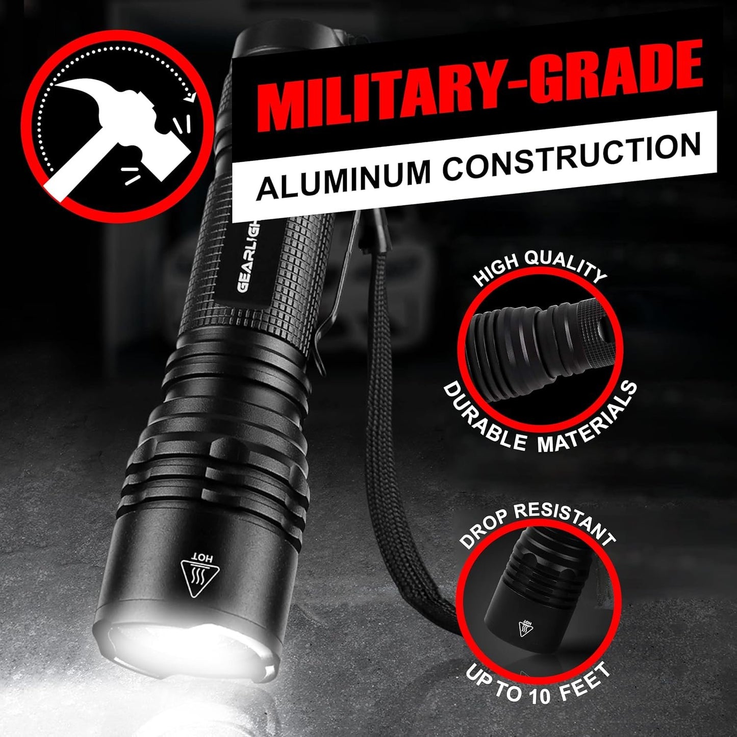 GearLight LED Tactical Flashlights - Pack of 2 - Bright, Zoomable, Handheld Flashlight Set with High Lumens for Camping, Outdoor & Emergency Use