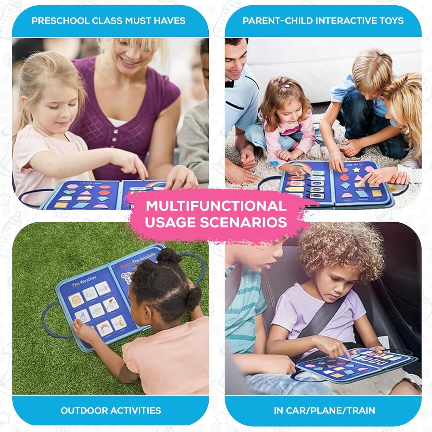 LESD'Y Toddler Busy Board,Montessori Toys for 1 2 3 4 Year Old Boys Girls Toys,Gifts,Travel Toys for Airplane Car train,Books Educational,toy 3 years old,learning toy,Busy Board for Toddlers(Dinosaur)