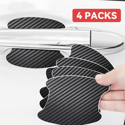 KAQISI 4PCS Car Door Handle Protector Sticker, Universal Carbon Fiber Anti-Scratches Auto Door Handle Protective Film, Car Door Side Paint Cover Guard Stickers Fit (Black)