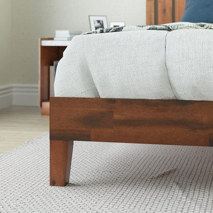 Zinus Deluxe Queen Bed Frame Solid Wood Platform Bed with Solid Timber Headboard Mattress Foundation - Antique Espresso, Superior Long-Lasting Heavy Solid Wood