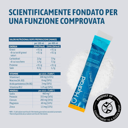 Hydraid Hydration Helper I Electrolyte Powder Mineral Salts Sports Supplements I For Better Rehydration and Recovery The 25 Sachets I After Sports and Parties I Mango-Maracuja