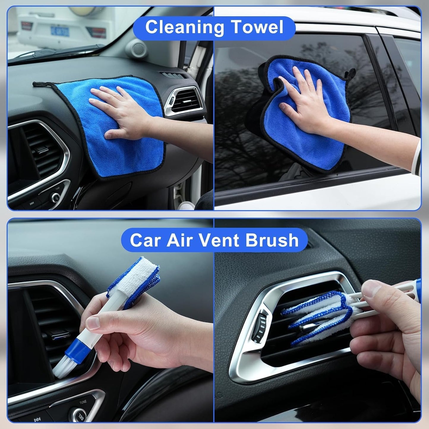 Viewsun Windshield Cleaner Tool, 14Pcs Car Interior Cleaning Kit, Car Detailing Kit Interior Cleaner, Car Detailing Brushes, Car Cleaning Gel, Inside Cleaning Supplies Accessories for Women Men