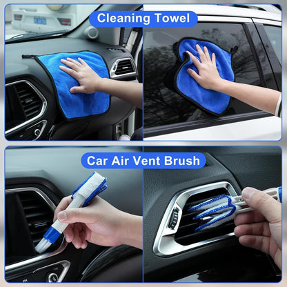 Viewsun Windshield Cleaner Tool, 14Pcs Car Interior Cleaning Kit, Car Detailing Kit Interior Cleaner, Car Detailing Brushes, Car Cleaning Gel, Inside Cleaning Supplies Accessories for Women Men